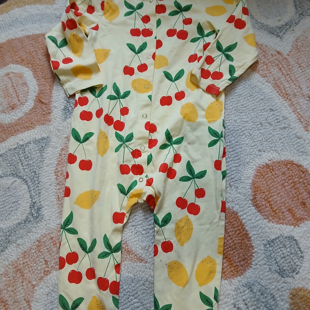 Mini Rodini Red and Yellow Fruit Print Bodysuit